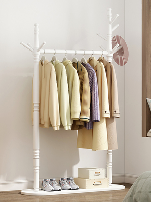 ODM Floor Cloth Coat Rack Stand Hanger Bedroom In Polished Wood 98cm Width
