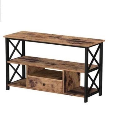 Oem Rustic Reclaimed Wood TV Console Cabinet With Black Iron 2 Drawers