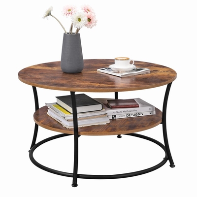 Minimalist Nordic Nesting Round Wood And Metal Coffee Table Mesa De Centro