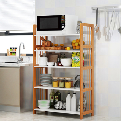 Seasoning Wooden Kitchen Microwave Rack Spice Shelf Customized