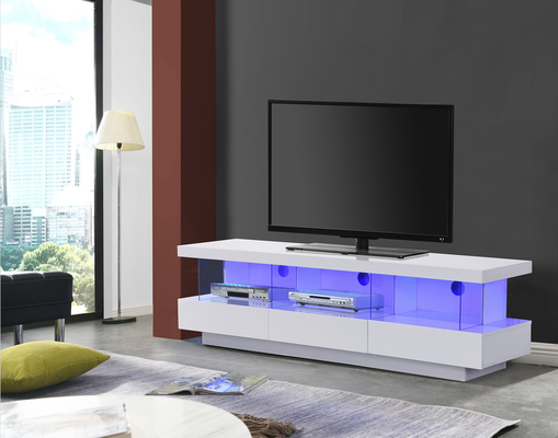 Wood Panel Living Room TV Console Cabinet White Lacquer TV Stand
