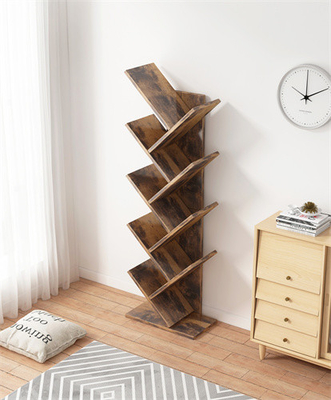SGS Floor Wooden Tree Shelf Bookcase Corner Black Tree Bookshelf