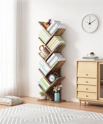 SGS Floor Wooden Tree Shelf Bookcase Corner Black Tree Bookshelf