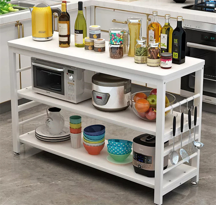 Metal Wood Kitchen Bakers Microwave Rack Countertop Organizer 2 Tier