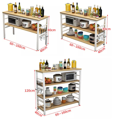 Metal Wood Kitchen Bakers Microwave Rack Countertop Organizer 2 Tier