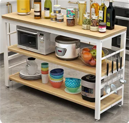 Metal Wood Kitchen Bakers Microwave Rack Countertop Organizer 2 Tier