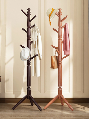Sturdy Triangle Tree Wood Coat Rack Hanger Stand for Entryway