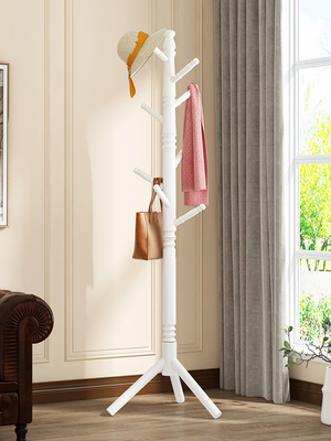 Sturdy Triangle Tree Wood Coat Rack Hanger Stand for Entryway