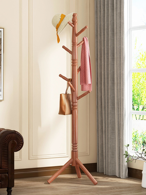 Sturdy Triangle Tree Wood Coat Rack Hanger Stand for Entryway