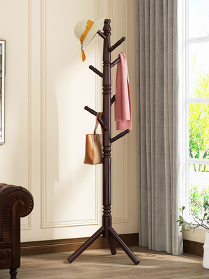 Sturdy Triangle Tree Wood Coat Rack Hanger Stand for Entryway