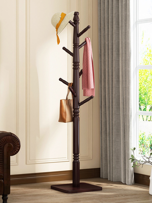Freestanding Tree Branch Coat Rack Hanger Stand Wooden Square Base