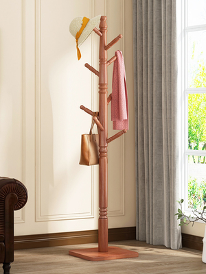 Freestanding Tree Branch Coat Rack Hanger Stand Wooden Square Base
