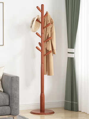 ODM Garment Hat Coat Tree Stand Hanger Rack Pine Wood With 8 Hooks