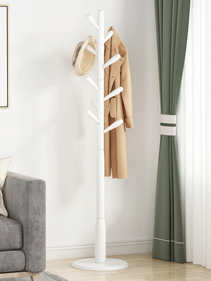 ODM Garment Hat Coat Tree Stand Hanger Rack Pine Wood With 8 Hooks