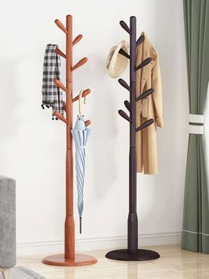 ODM Garment Hat Coat Tree Stand Hanger Rack Pine Wood With 8 Hooks