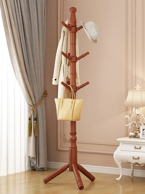 Customized Coat Rack Hanger Stand Pine Wooden Coat Tree For Bedroom