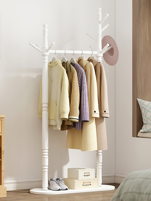 78cm Solid Wood Free Standing Coat Rack Hanger Stand Double Pole