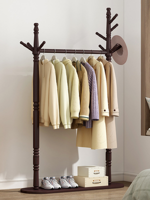 ODM Floor Cloth Coat Rack Stand Hanger Bedroom In Polished Wood 98cm Width