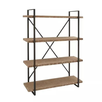 MDF Home Office Metal And Wood Book Shelves Display Rack 4 Shelf