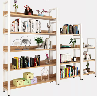 Adjustable Industrial Metal And Wood Book Shelves Display Racks For Library