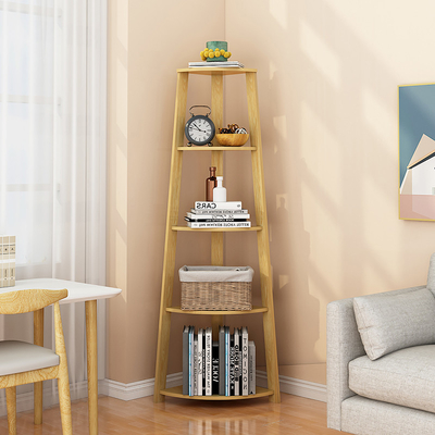 contermperary 5 Shelf Solid Wood Ladder Bookshelf Wooden Corner Rack