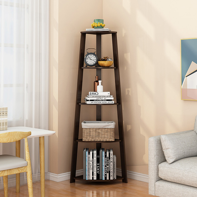 contermperary 5 Shelf Solid Wood Ladder Bookshelf Wooden Corner Rack
