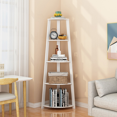 contermperary 5 Shelf Solid Wood Ladder Bookshelf Wooden Corner Rack