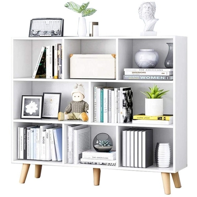 White Open Metal And Wood Book Shelves Bookcase 3 Tier With 8 Cubes