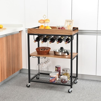 Strong Bearing 3 Tier Mobile Utility Kitchen Bar Cart Kitchen Trolley On Wheels