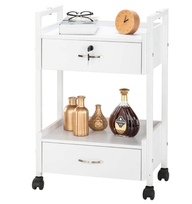 Roydom Contemporary White Kitchen Storage Cart Island With Drawers