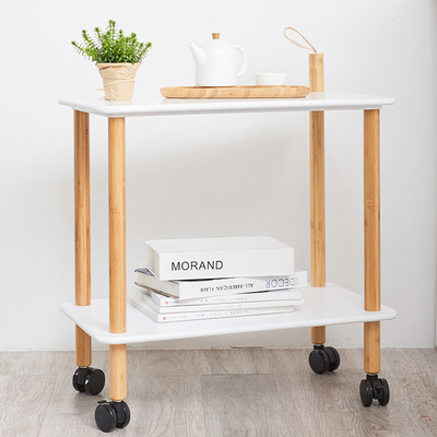 ODM Natural Bamboo Wooden Rolling Kitchen Cart On Wheels