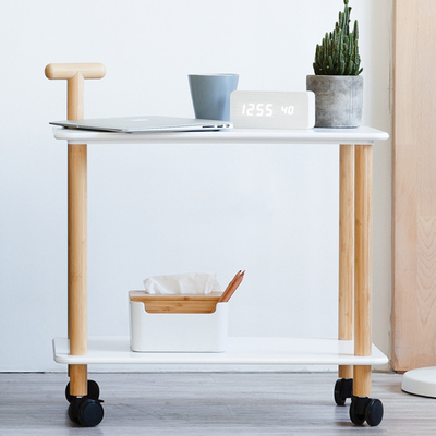 ODM Natural Bamboo Wooden Rolling Kitchen Cart On Wheels
