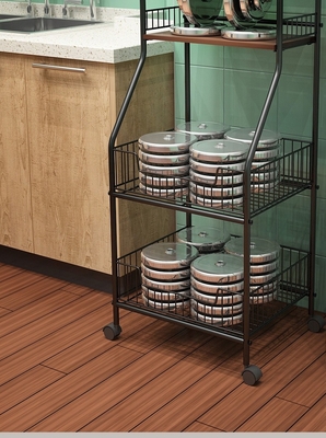 BSCI Wooden 4 Tier Modern Kitchen Cart Storage Trolley Kitchen on Wheels