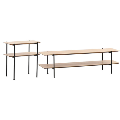 BSCI Industrial MDF Wooden 3 Shelf TV Stand Media Console T Shpe
