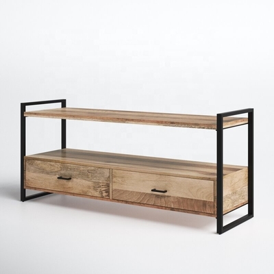ODM Industrial Metal Wood 50 Inch Tv Stand Cabinet Sideboard With Two Drawers
