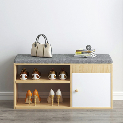 FSC Wooden Shoe Rack Furniture Organizer Cabinet With Door And Soft Cushion