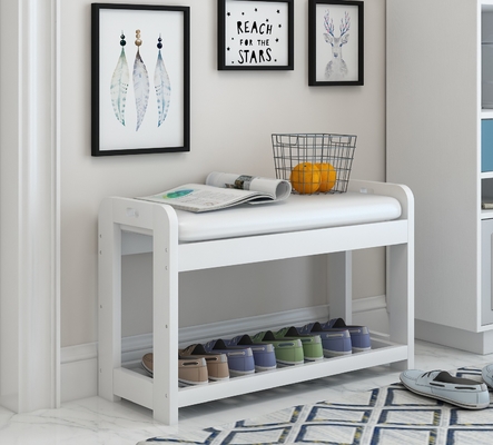 Multifunctional Entryway Shoe Bench Seat Shoe Rack Organizer 2 Tiers