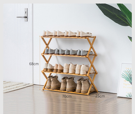 Foldable Wooden Bamboo Panel Shoe Rack Furniture 3 Tier
