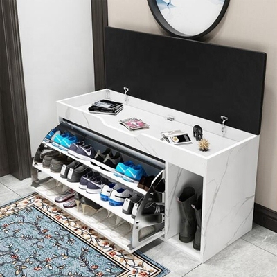 Modern Wooden Small Shoe Bench Entryway Cabinet With Soft Seat Cushion