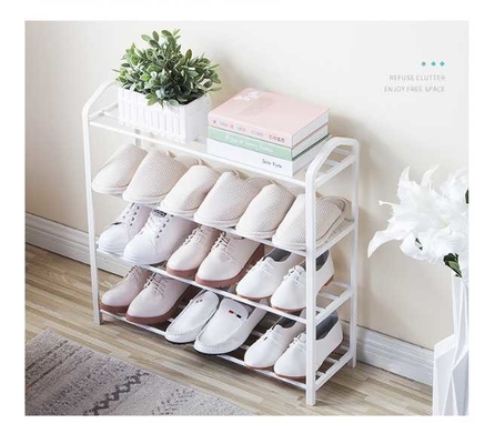 Oem 4 Tier Small Shoe Rack Organizer Black Metal Iron Curved Handle