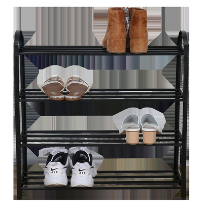 Oem 4 Tier Small Shoe Rack Organizer Black Metal Iron Curved Handle