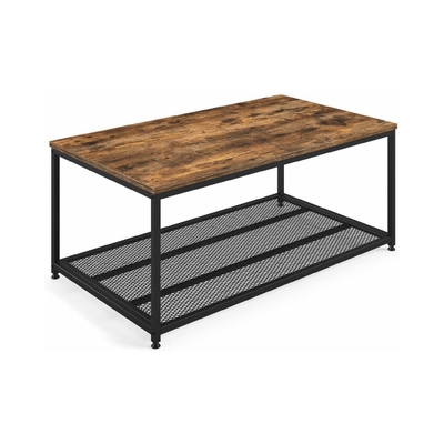 Industrial Wood And Metal Coffee Table Nesting Accent Tables