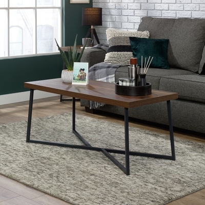 ODM Outdoor Nesting Wood And Metal Coffee Table Modern Style With Cross Legs