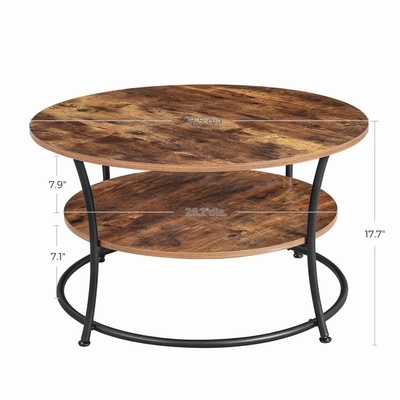 Minimalist Nordic Nesting Round Wood And Metal Coffee Table Mesa De Centro