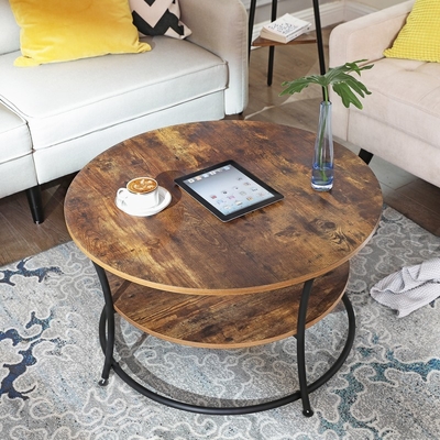 Minimalist Nordic Nesting Round Wood And Metal Coffee Table Mesa De Centro