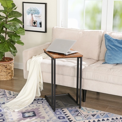 C Shape Wood And Metal Coffee Table Sofa Nesting End Tables