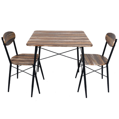 Brown 2 Seater Metal Dinning Table And Chair Set MDF Wooden Top