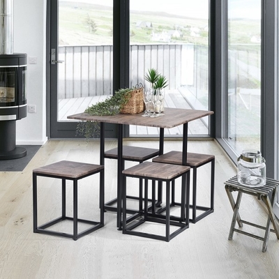 Black Oak Dining Room Set Wooden Table And Chairs For Bar Kitchen