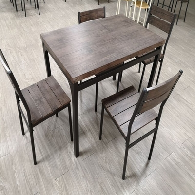 Home Wooden Black Dining Table Set 4 Seater Chairs With Metal Frame