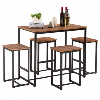 Customized 5pc Pine Dinning Table And Chair Set Glossy Finish